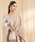 Unstitched Women's Embroidered Blended Grip Silk Beige Three Piece Suit